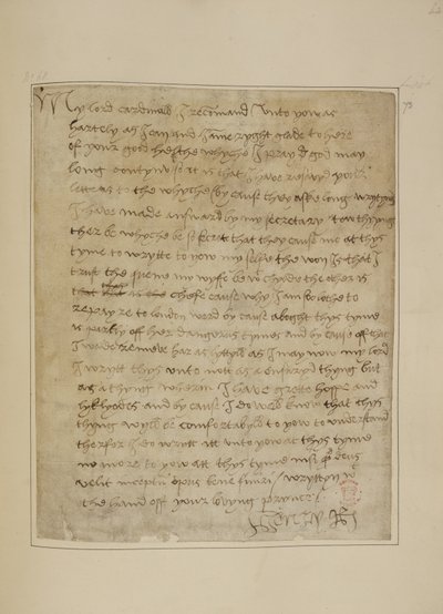 Brief von Heinrich VIII. an Thomas Wolsey, Juni 1518 von Unbekannter Künstler