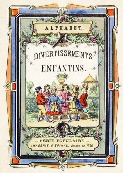 Deckblatt - Kindertanz im Garten - Alphabet - Kinderunterhaltung - Image Epinal, populäre Serie ca. 1890 von Unbekannt