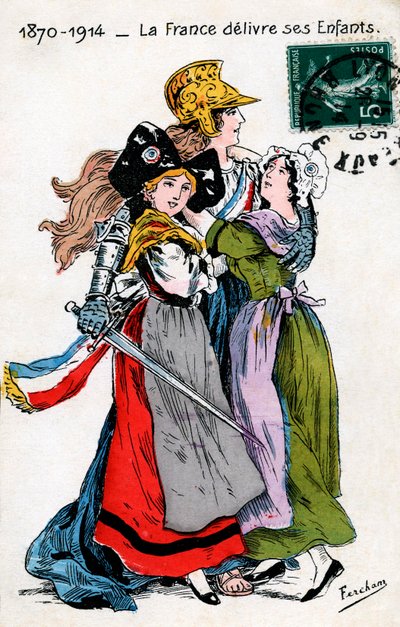 Frankreich, das ihre Kinder (Elsass und Mosel, Lothringen) liefert, Postkarte von Fercham von Unbekannt