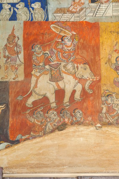 Fresken, die die Wände von Wat Bo schmücken und Szenen aus dem Reamker darstellen, Siem Reap, Kambodscha von Unbekannter Künstler
