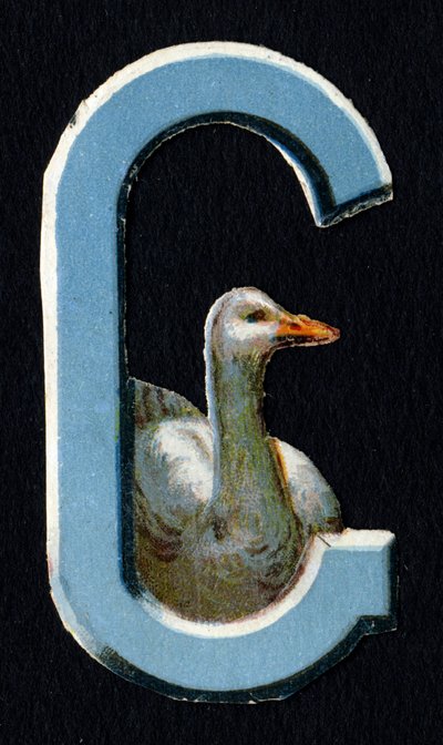 G wie Gans. Käfer-Decoupis zum Thema Tiere. Gravur. Serie von 26 Waffel-Chromolithographien englischen Ursprungs. Herausgeber und Illustrator unbekannt. Ende des 19. Jahrhunderts. von Unbekannt