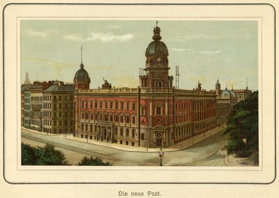 Deutschland, Hamburg, das neue Gebäude für die Post, Illustration aus: „Ansichten-Album Hamburg“ (Ansichten von Hamburg), veröffentlicht von C. Schneider, Berlin NW, ca. 1890 (Lithographie) von Unbekannter Künstler