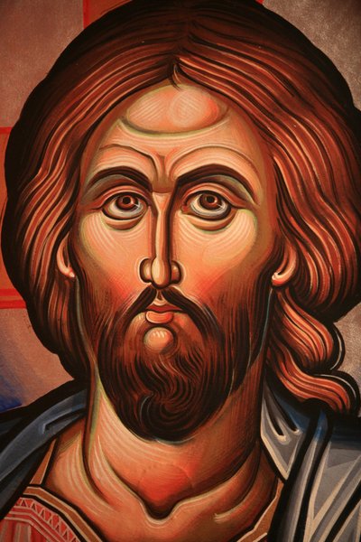 Griechisch-orthodoxe Ikone, die Christus darstellt Thessaloniki Griechenland von Unbekannt