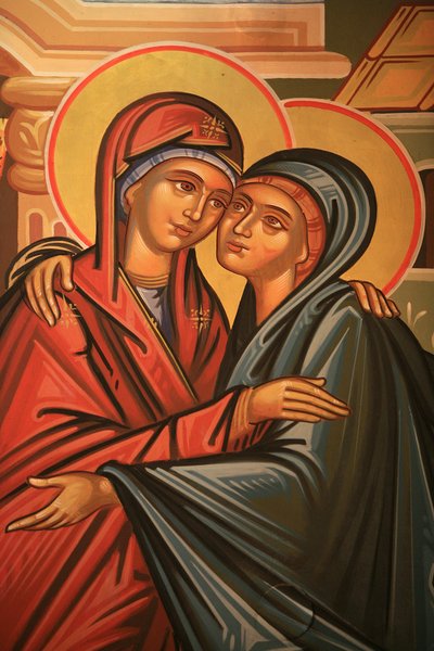 Griechisch-orthodoxe Ikone, die die Heimsuchung darstellt. Thessaloniki, Griechenland von Unbekannt