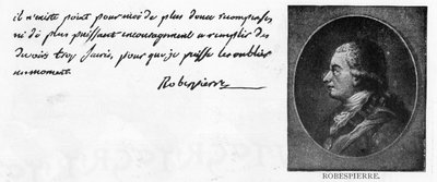 Handschrift und Unterschrift von Robespierre von Unbekannt