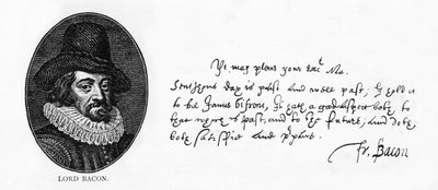 Handschrift und Unterschrift von Sir Francis Bacon aus einem Brief an König James, 29. April von Unbekannt