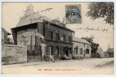Ile de France, Seine et Marne (77), Emerainville: Hotel empfiehlt das TCF in Malnoue - Postkarte Ende 19. Anfang 20. Jahrhundert von Unbekannt