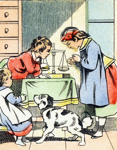 Spiel: Die kleine Händlerin - Alphabet - Kinderunterhaltungen - Bild von Epinal, populäre Serie, um 1890 von Unbekannt