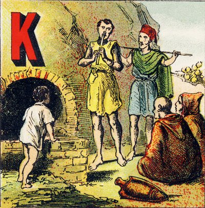 K: Kabylie. Kabylie ist ein Land in Afrika. Es wird von Kabyles bewohnt - Gravur aus Alphabet geographique. Guerin-Muller et Cie, Verleger, Paris von Unbekannt