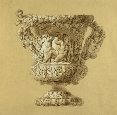 Großer Weinkrug. Sepia-Aquarellzeichnung von Charles Nicolas Odiot, ca. 1834 von Unbekannt