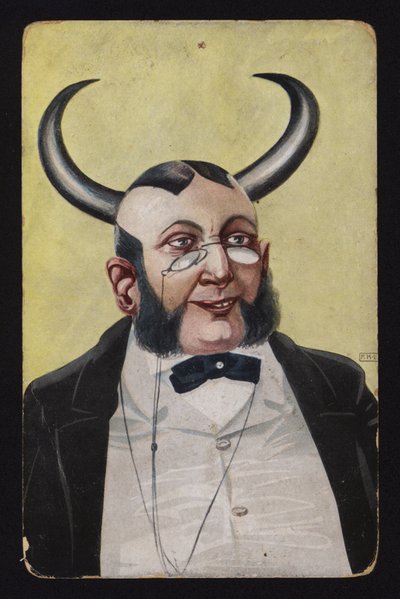 Mann mit Teufels- oder Dämonenhörnern von Josef Eberz