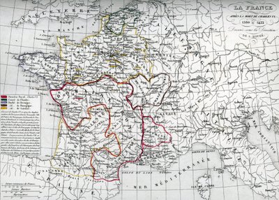 Karte von Frankreich zur Zeit von König Karl VI. von Unbekannter Künstler