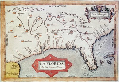 Kartierung von „Florida“. In „Teatrum Orbis Terrarum“ von Abraham Ortelius von Unbekannter Künstler