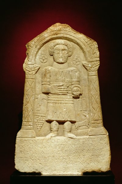 Marmorne Grabstele mit griechischer Inschrift, römisch, 3. Jahrhundert v. Chr. von Unbekannt
