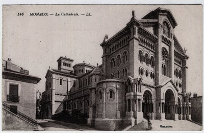 Monaco: Außenansicht der Kathedrale Notre Dame Immaculee - Postkarte Ende 19. Anfang 20. Jahrhundert von William M. Timlin