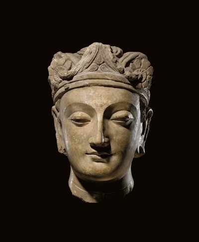 Monumentaler Gandhara-Kopf eines Bodhisattva, 2.-3. Jahrhundert von Unbekannt