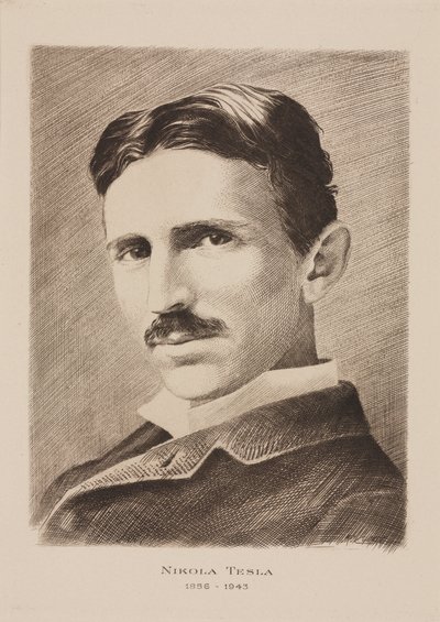 Nikola Tesla, kroatisch-serbischer Ingenieur, Physiker und Erfinder, um 1885 von Unbekannt