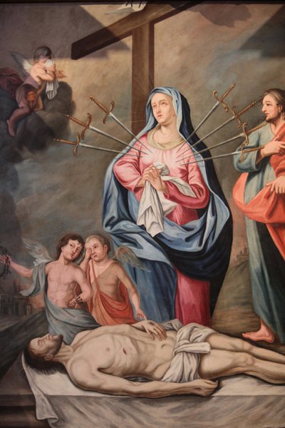 Unsere Liebe Frau von der Himmelfahrt Kirche. Die sieben Schmerzen Mariens. Cordon, Frankreich von Unbekannt