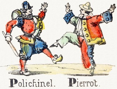 P - Polichinelle Pierrot - Kinderunterhaltungsalphabet ca. 1890 (Lithographie) von Unbekannt