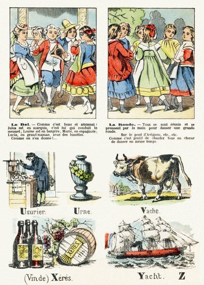 Seite 8 - Der Kostümball, der Reigen - Kinderunterhaltungsalphabet ca. 1890 (Lithographie) von Unbekannt