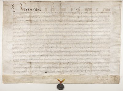Päpstliche Bulle zur Bestätigung der Charta von Bischof Henry Wardlaw, recto von Unbekannt