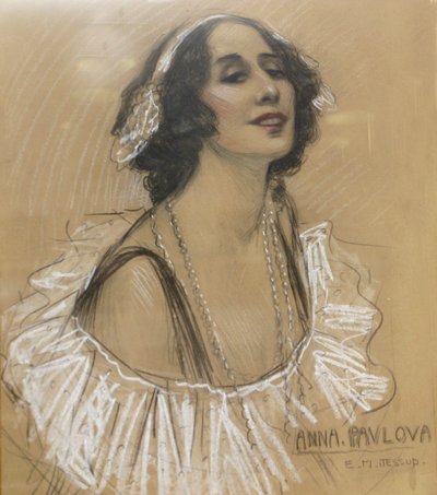 Pastellzeichnung der russischen Balletttänzerin Anna Pavlova im London Jewish Cultural Centre, London, UK von Unbekannt