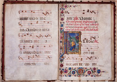 Piccolomini-Bibliothek: Chorbuch, cod. 7.G, ff. 40v-41r mit „Vision des Jeremias“ von Unbekannter Künstler