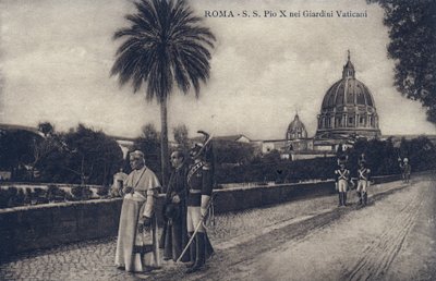 Papst Pius X. (1835-1914) geht durch die Straßen von Rom - Postkarte 1903-1914 von William M. Timlin