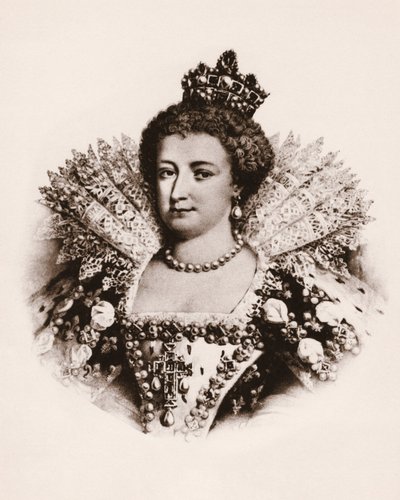 Porträt der Königin von Frankreich Marie de Medicis (1576-1642) Gravur des 19. Jahrhunderts von Unbekannter Künstler