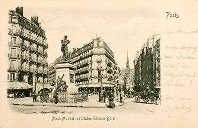 Postkarte Place Maubert Statue Etienne Dolet Paris Seine Ile de France Frankreich von William M. Timlin