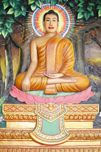 Preah Prom Rath Kloster, Leben des Buddha, Meditation auf einer Lotusblume, Der Buddha in Erdberührungsposition, Siem Reap, Kambodscha von Unbekannt
