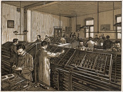 Druckerei in Budapest (Gravur, ca. 1910) von Unbekannter Künstler