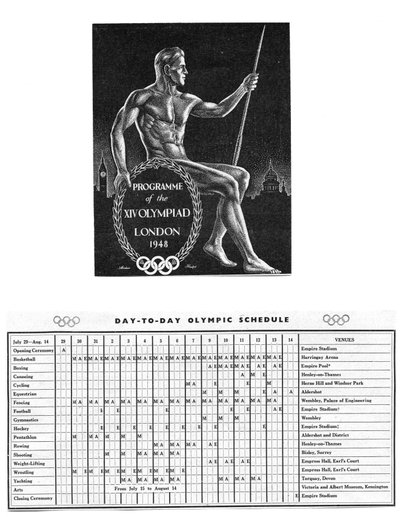 Programm der XIV. Olympiade in London und der tägliche olympische Zeitplan vom 29. Juli bis 14. August von Unbekannt