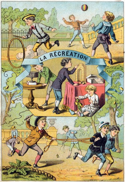 Freizeit im Schulhof (Illustration aus „Alphabet des petits ecoliers“) von Unbekannt