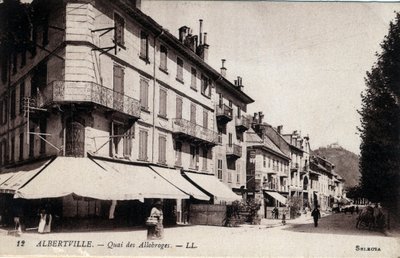 Rhone Alpes, Savoie (73), Albertville: Blick auf den Quai des Allobroges - Postkarte Ende 19. Anfang 20. Jahrhundert von William M. Timlin