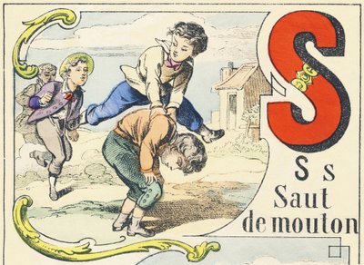 S: saut de mouton - Spiele Alphabet, ca. 1890 von Unbekannt