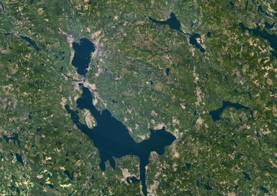 Siljan-Meteoritenkrater, Schweden, Satellitenbild in Echtfarben von Unbekannter Künstler