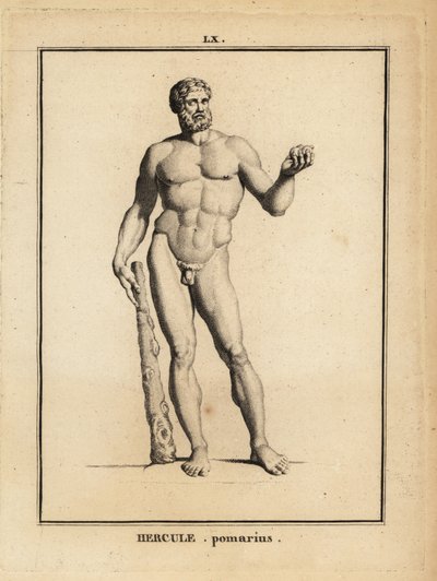 Statue des Hercules Pomarius, römischer Held und Gott, mit einem großen Keule von Unbekannt