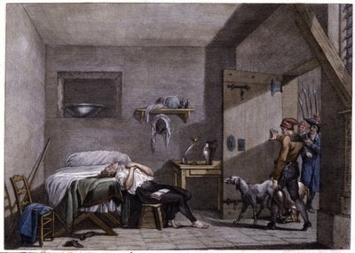 Selbstmord von Condorcet, spätes 18. Jahrhundert (Gravur) von Unbekannter Künstler