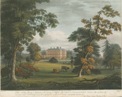 Teddesley Hall: kolorierte Aquatinta, undatiert [ca. 1825] von Unbekannt