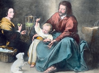 Die Heilige Familie mit dem kleinen Vogel von Unbekannter Künstler