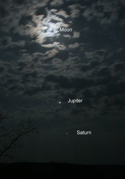 Der Mond, Jupiter und Saturn, 2005 von Unbekannt