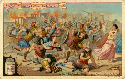 Der Trojanische Krieg: Zerstörung und Brand von Troja von Unbekannter Künstler