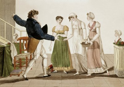 Der Modedesigner zur Zeit des ersten Kaiserreichs in Frankreich (1804-1815), Gravur von Unbekannter Künstler