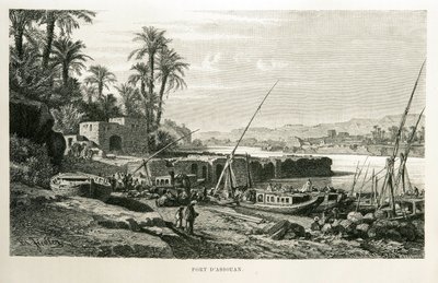 Ansicht des Hafens von Assuan in Ägypten - Illustration aus dem Atlas von Ägypten von Unknown
