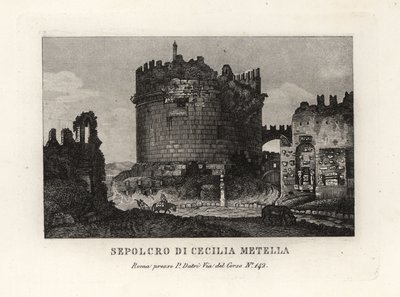 Ansicht der Ruine des Grabmals der Caecilia Metella, Rom von Unbekannt