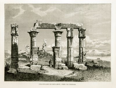 Ansicht der Ruinen des Medamot-Tempels in der Nähe von Theben, Ägypten - Illustration aus dem Atlas von Ägypten von Unknown
