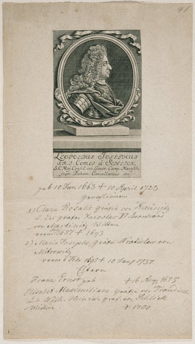 Der Feldmarschall Leopold Joseph von Schlik von Unbekannter Stecher