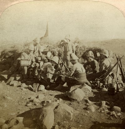 Gordon Highlander Signalmänner auf dem Signal Hill, Euslin, Südafrika, Burenkrieg, 1899-1902 von Underwood and Underwood