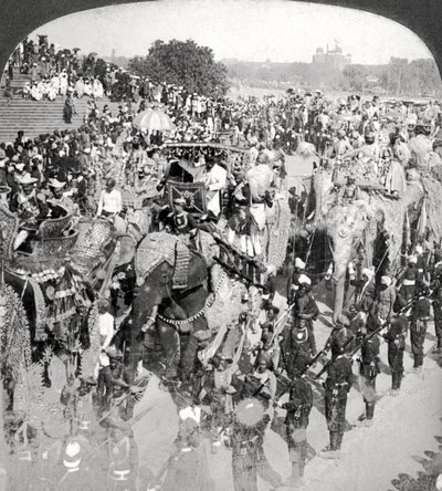 Prinzen im großen Staatseinzug, Durbar, Delhi, Indien von Underwood and Underwood
